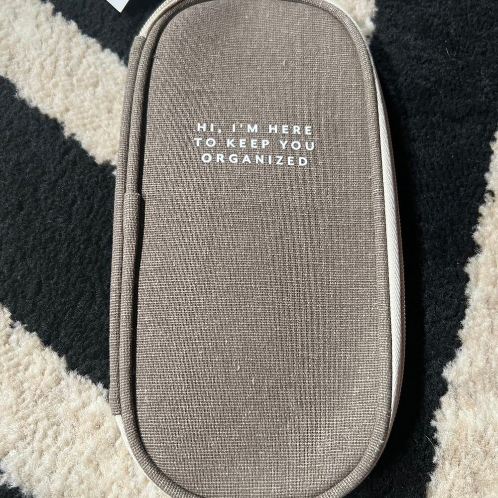 Target funny natural fabric zippered pencil case with mesh pocket